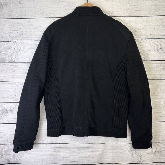 Fried Denim NYC Men’s Premium Black Fleece Biker Style Bomber Jacket Size Large - Picture 5 of 11